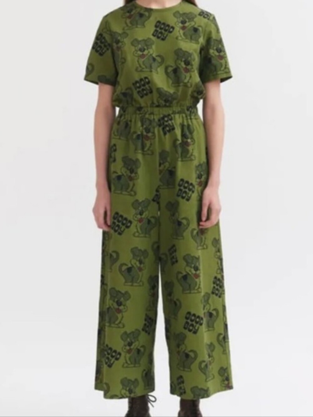 Lazy Oaf Green Good Boy Cartoon Dog Streetwear Kitsch Unique Cotton Jumpsuit 14 - Picture 5 of 9